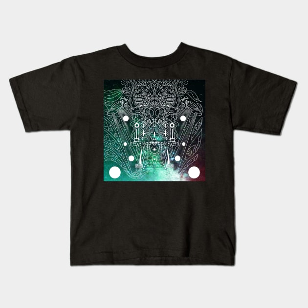 alien in mictlan hell space pattern ecopop Kids T-Shirt by jorge_lebeau